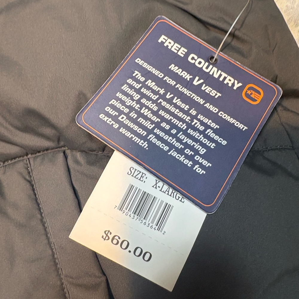 Free Country Men's Puffer Vest in black extra large quilted comfort - Picture 10 of 10
